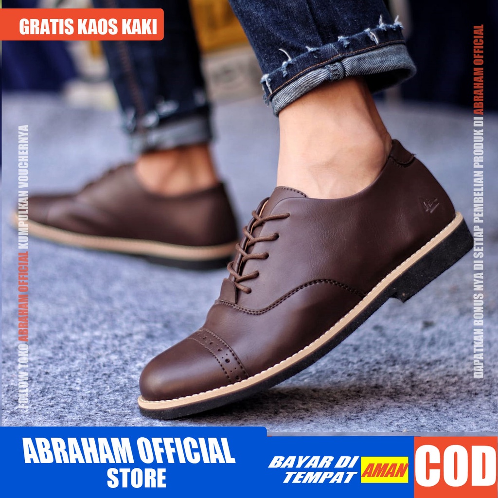 ROHAN Sepatu Formal Pria Sepatu Casual Pria Kulit Pu Sepatu Pria Casual Sepatu Kasual Cowok / Cowo Oxford Kerja Kantor Kuliah Kondangan Gaya Keren Kekinian Original Murah Terlaris