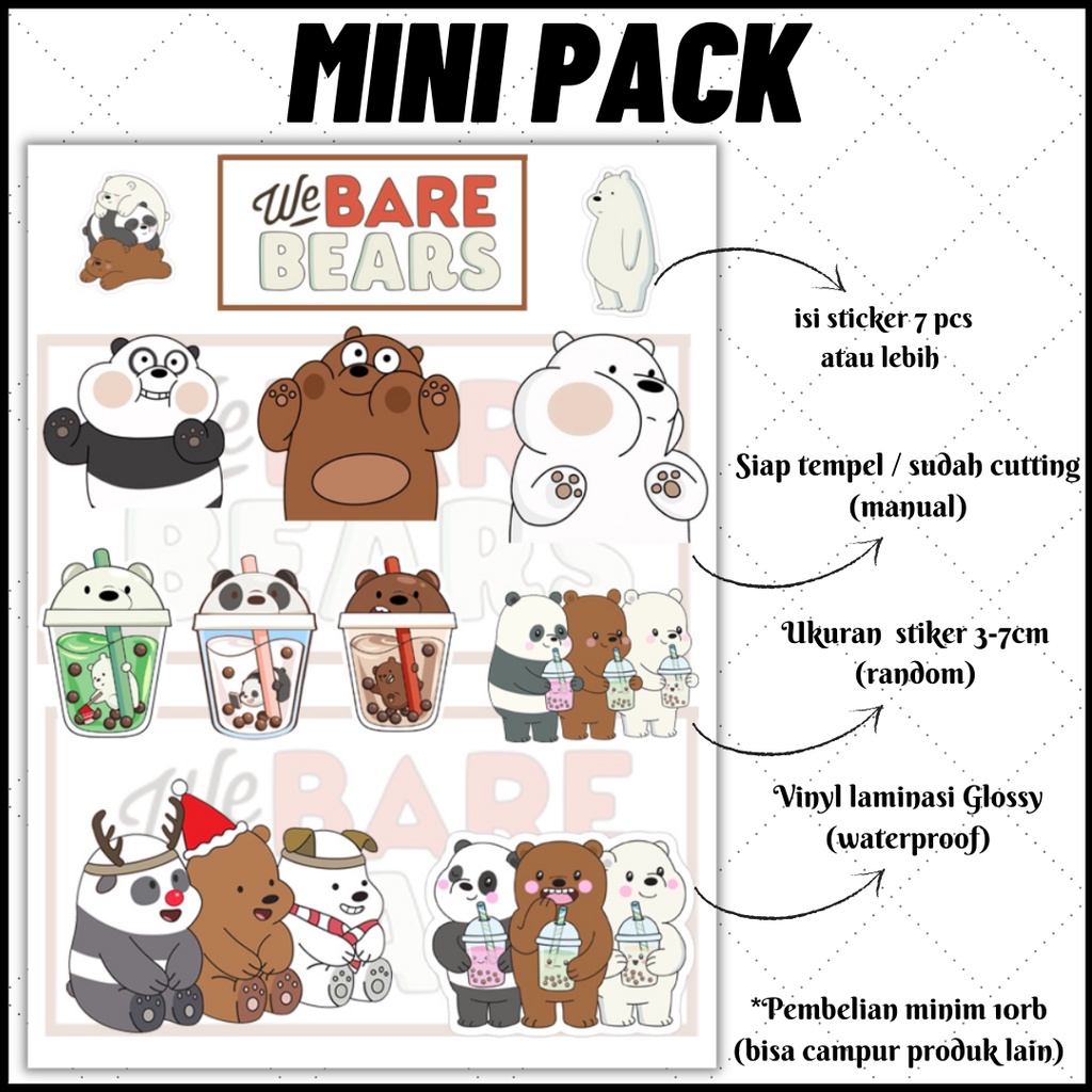 

[MINI PACK] STICKER KAWAII AESTHETIC BARE BEARS SERIES | STICKER TUMBLR | STICKER LAPTOP HP KOPER HELM