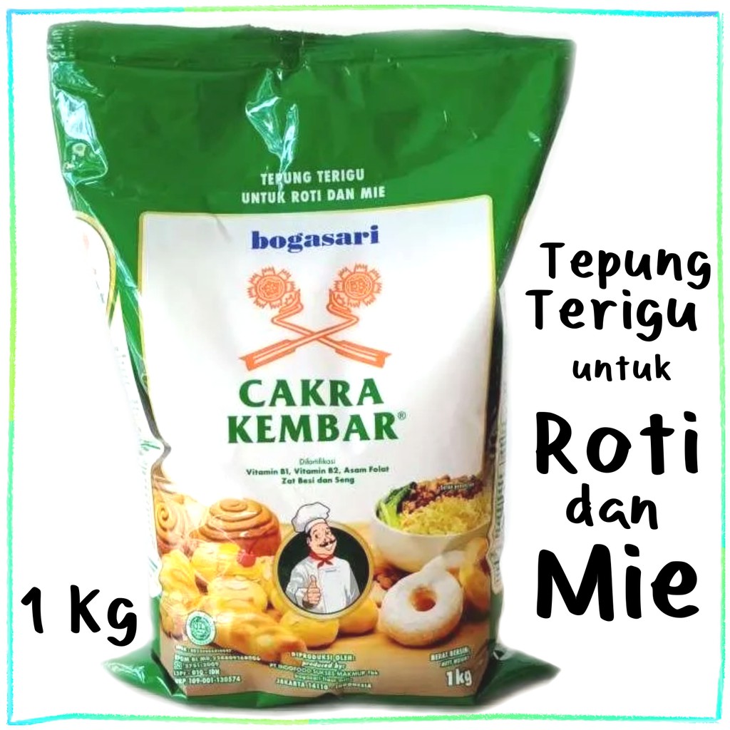 

tepung terigu CAKRA KEMBAR BOGASARI 1Kg untuk roti dan mie