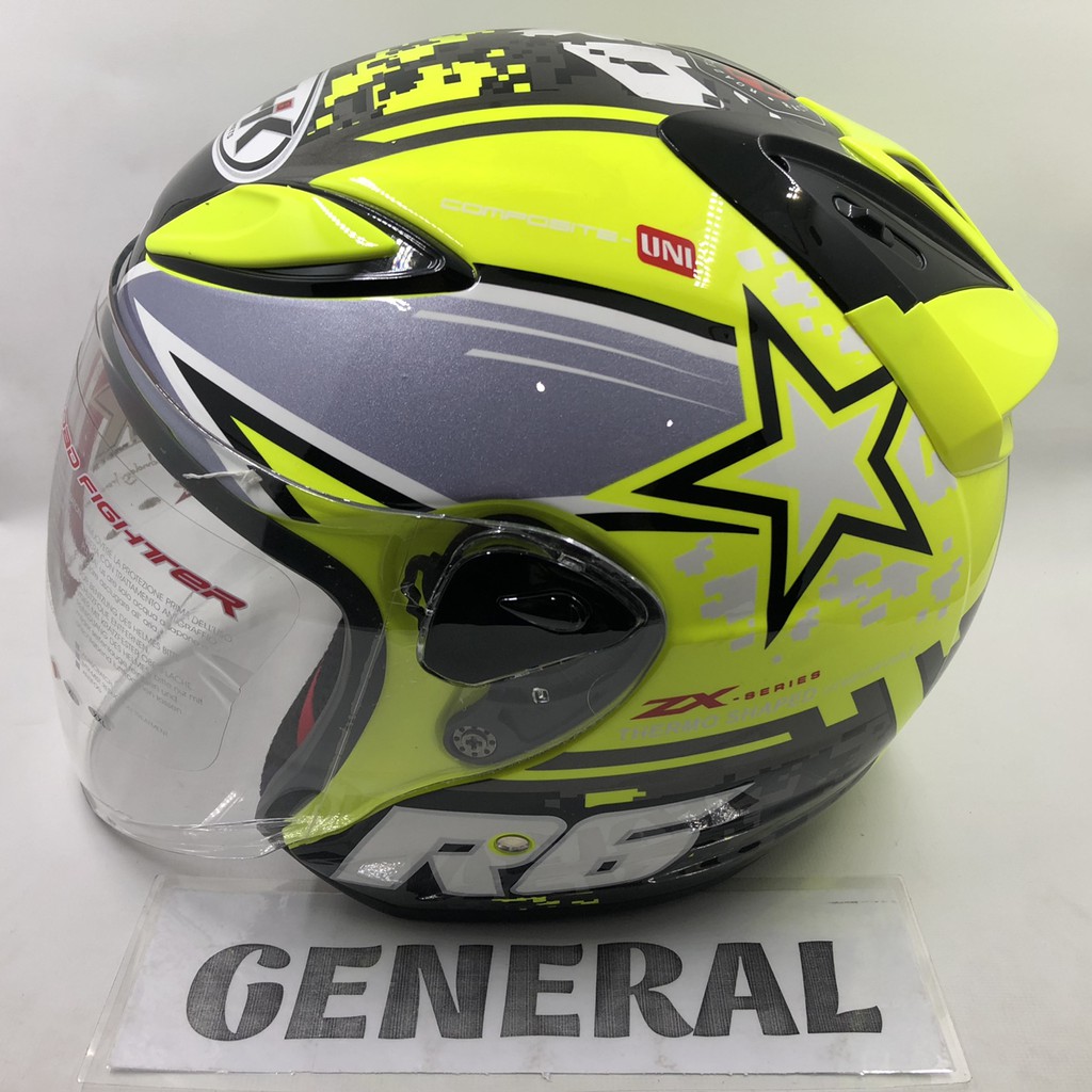 GOYANG HARGA:: Helm NHK R6 Motif Pixel Yellow Fluorecent Kuning Stabilo Flo BERKUALITAS