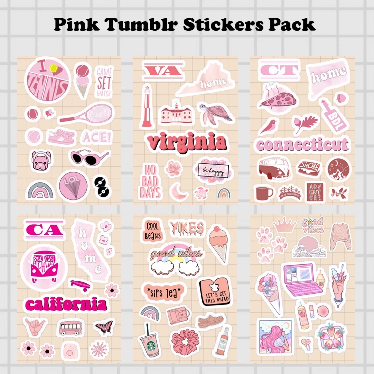 Pink Stickers 50PCS Aesthetic Pink Stickers for Water Bottles Vinyl Cute  Stickers Waterproof Cartoon Pink Stickers