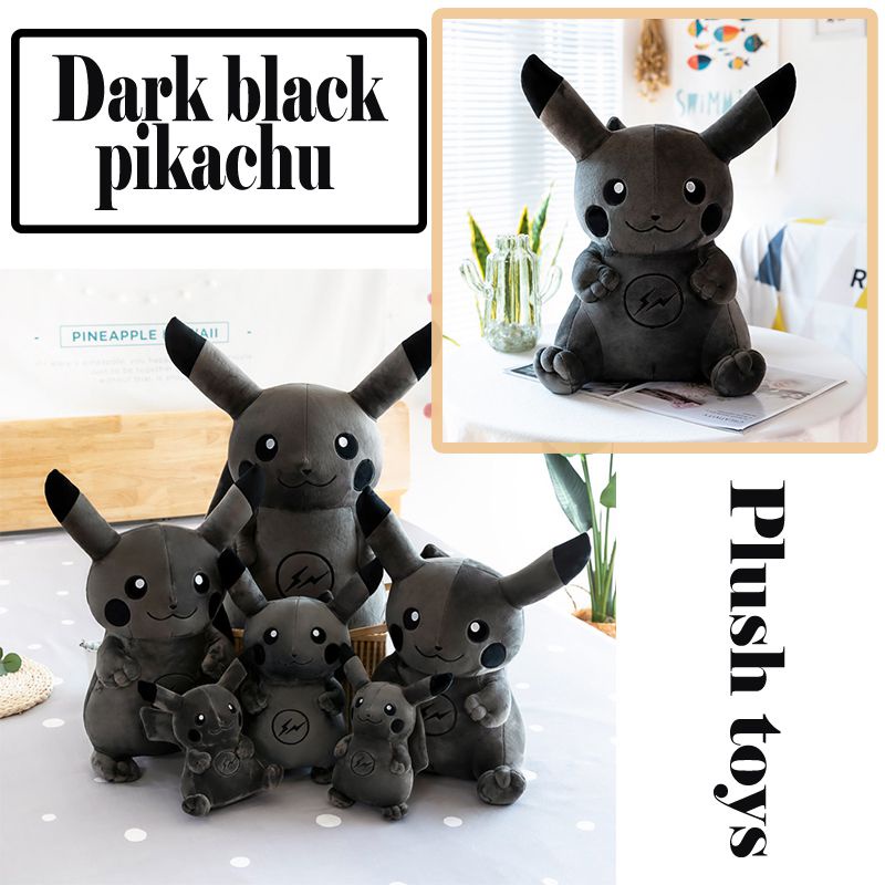 Bantal Mainan Mewah Gelap Pikachu Hitam Boneka Pikachu Petir Gantung Kunci Mainan