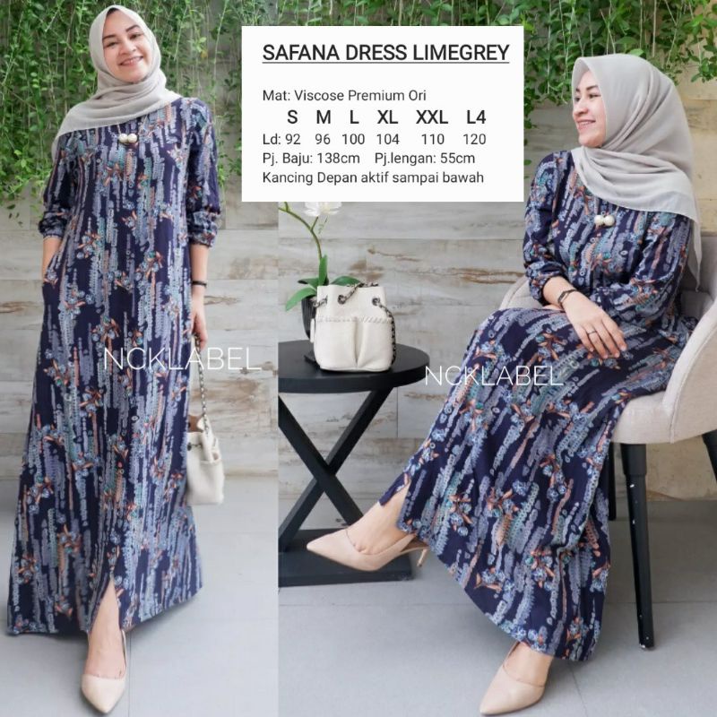 DRESS RAYON PREMIUM Dress Muslimah Gamis Safana Dress Rayon Viscose Original NCK Label
