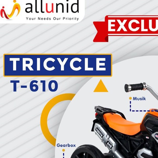 gojek Motor Aki yukita Mainan BMW R9T Anak Roda Tiga TRICYCLE T610 ELECTRIC YUKITA  Garansi SNI-3