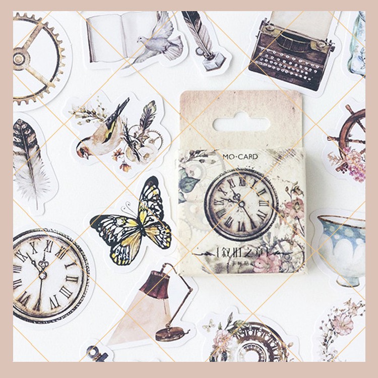 

45Pcs Stiker Desain Vintage Aesthetic untuk Scrapbook / Jurnal / Diary Bullet Jurnal Sticker