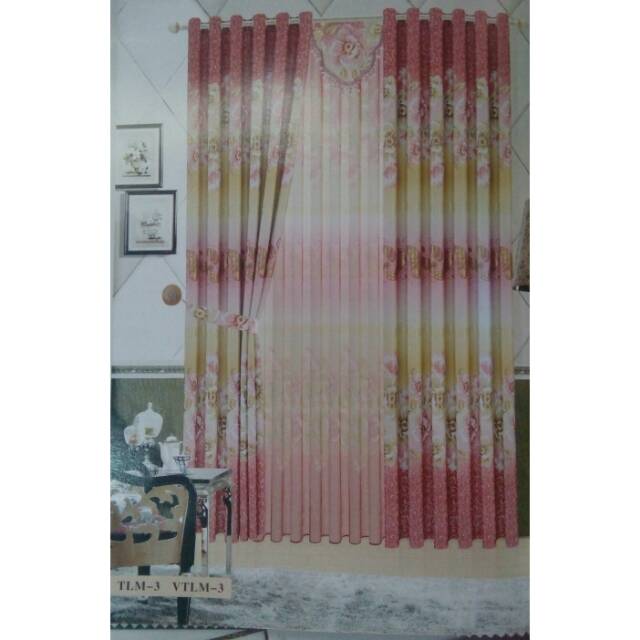 Gorden Blackout Minimalis Motif Bunga Emas