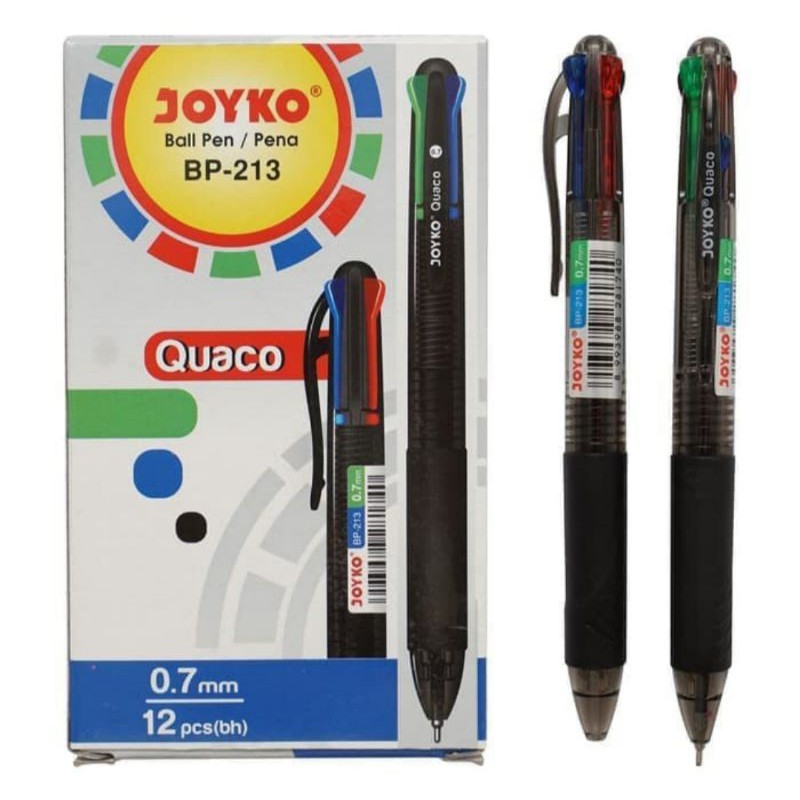 

Pen Pulpen Joyko 4 Warna BP-213 Quaco 0.7mm / Pulpen 4 warna Joyko / Pulpen Pen Joyko 4 warna Hitam Merah Biru Hijau