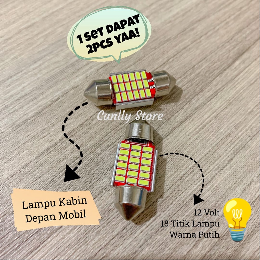 LAMPU LED KABIN PLAFON MOBIL 31mm 18 TITIK UNIVERSAL