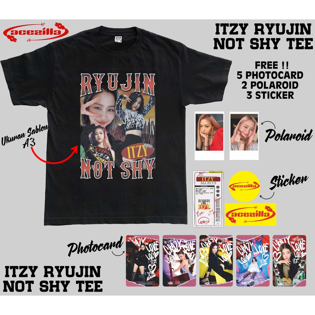Kaos Ryujin Itzy Not Shy Kpop Unisex Vintage Bootleg