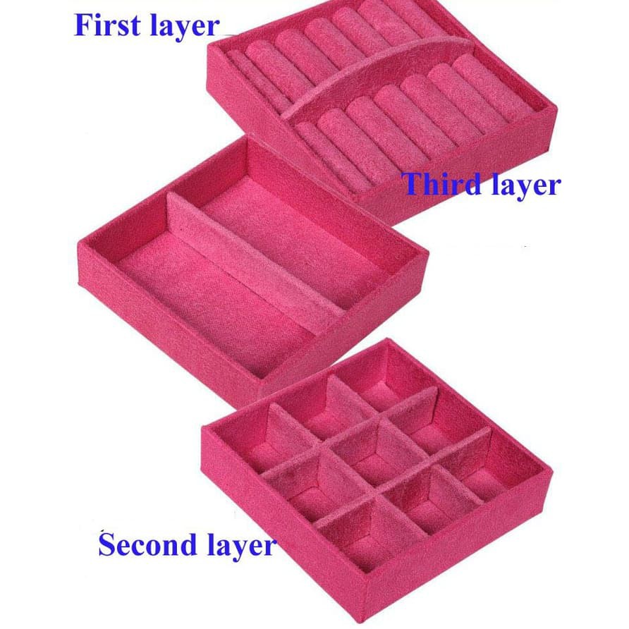 Igrosir 3 Layer Jewelry Box / Kotak Perhiasan / Penyimpanan Aksesoris / Anting