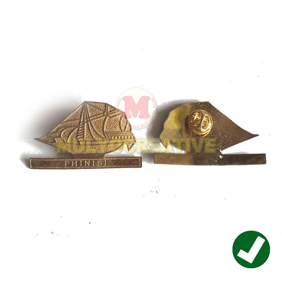 Lencana Pin Perahu Pinisi Pin Logo Phinisi Bahan Kuningan Murah