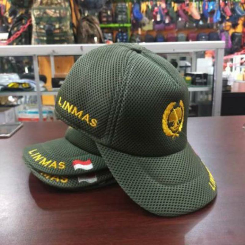 Topi Security satpam jaring doublemess polos linmas