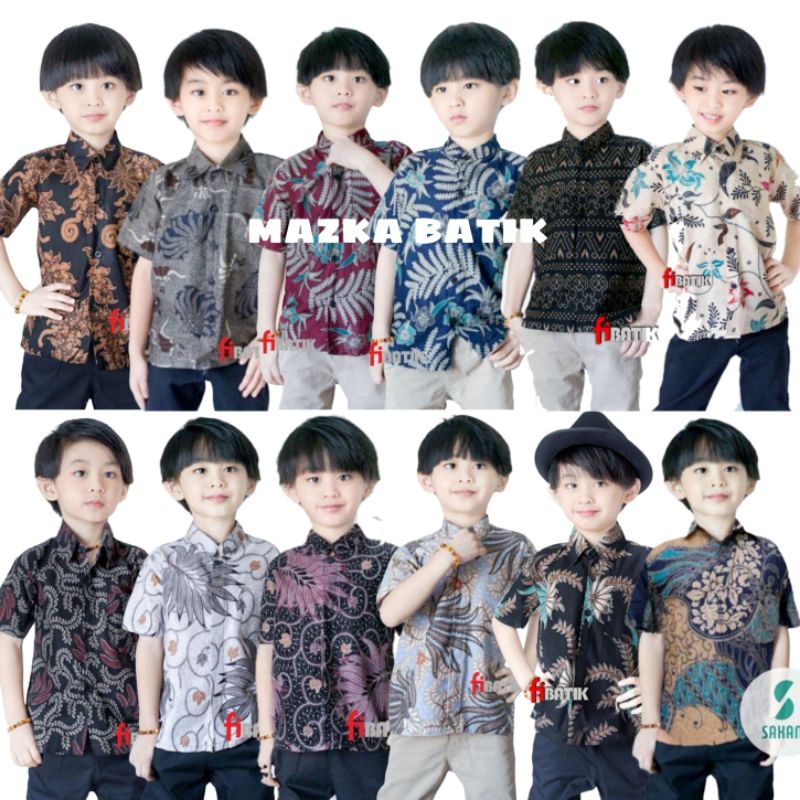 Baju Batik Anak Laki Laki Umur 2-11 Tahun Terbaru / Atasan Hem Kemeja Lengan Pendek Anak Cowok Murah