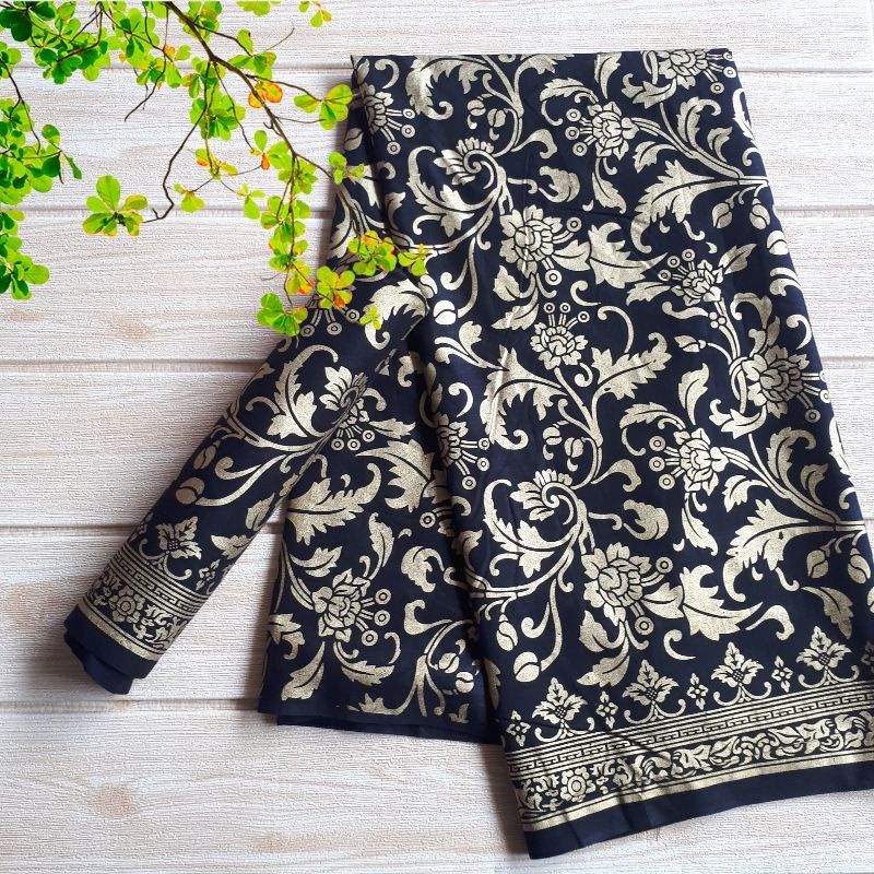 kain batik prada warna emas songket palembang