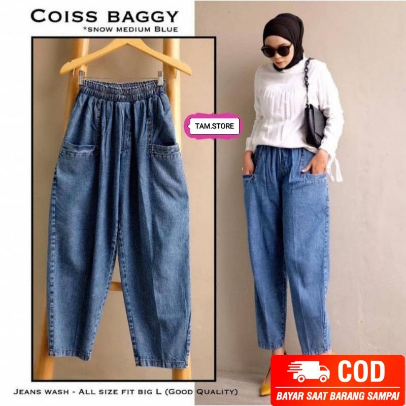 CELANA PANJANG WANITA BAGGY JEANS JUMBO KOREAN STYLE OOTD FASHION VIRAL KEKINIAN