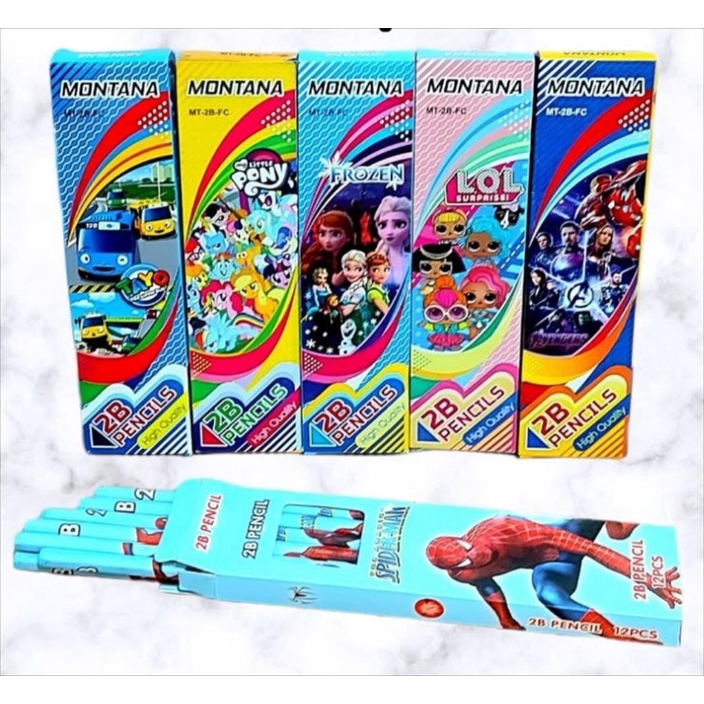 OTS 909 - (ECER 1PC) Pensil 2B Karakter kartun animasi lucu wooden Pencil 2B Fancy perlengkapan alat tulis sekolah