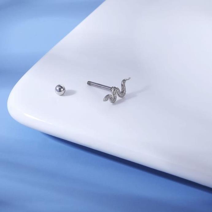 ✨PROMO  Piercing Earrring Stainless Helix Tragus SNAKE termurah se indonesia