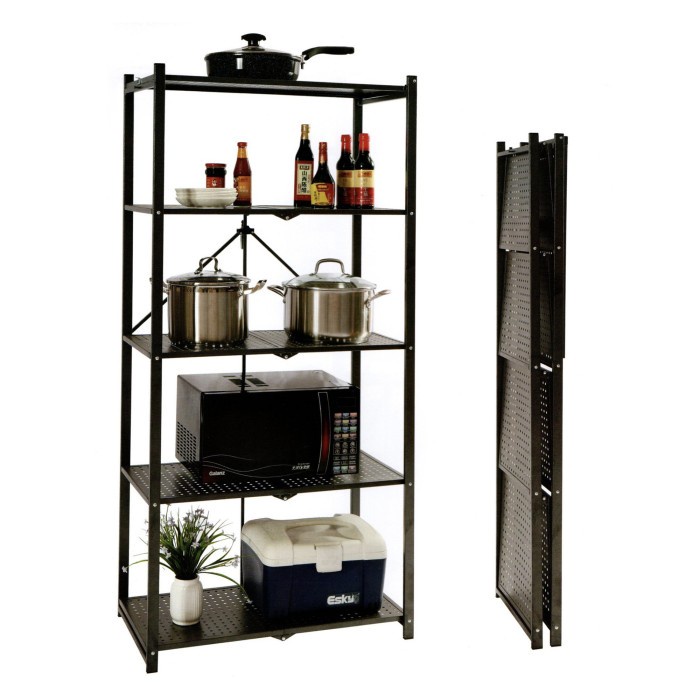 Rak Dapur Troli Lipat 5 Tingkat Multifungsi / Rak Penyimpanan 5 Susun