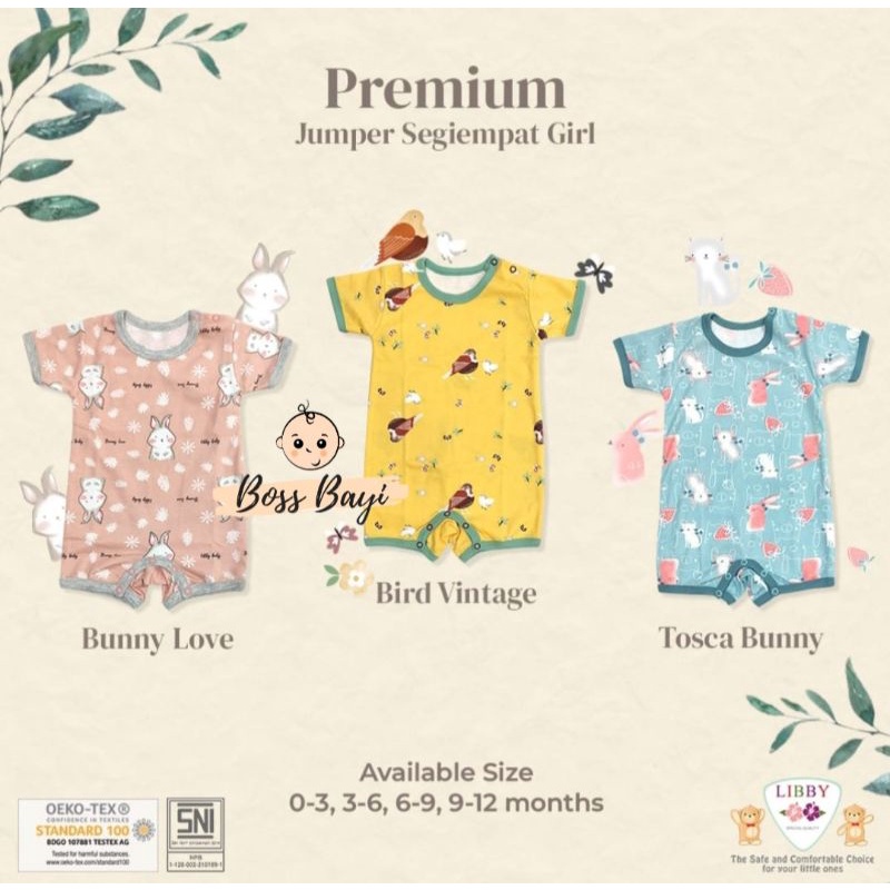 LIBBY - Premium Jumper Segiempat / Romper Bayi Motif 0-12bulan