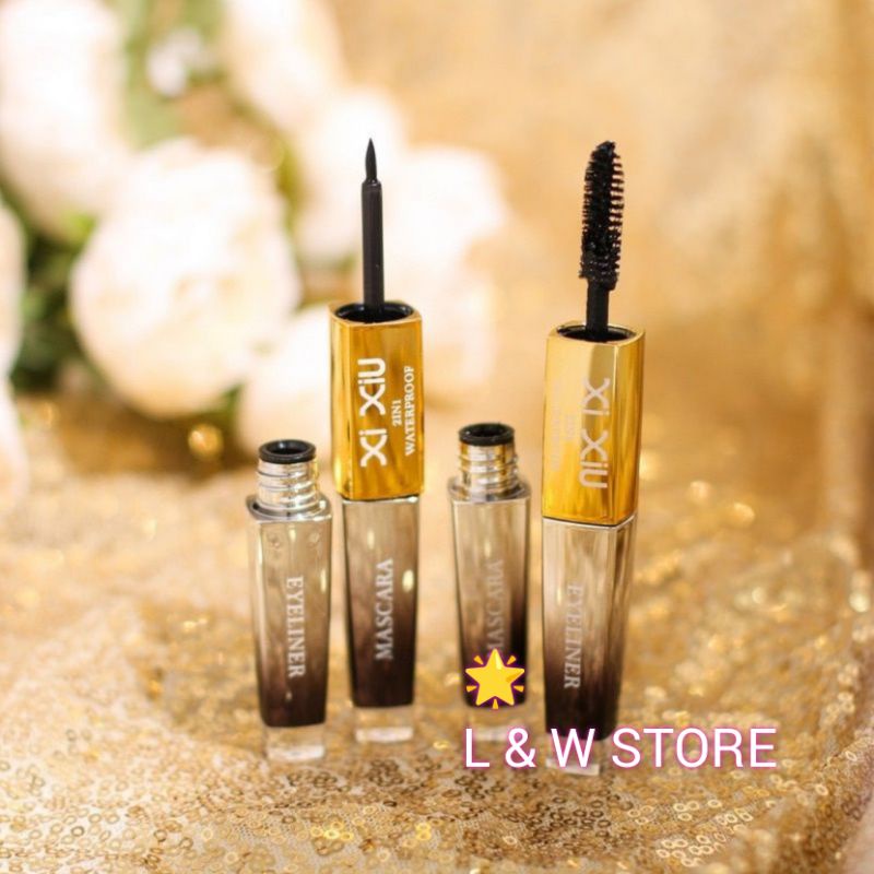 Xi Xiu Divine 2 in 1 Mascara &amp; Eyeliner Waterproof /Mascara dan Eyeliner /BPOM