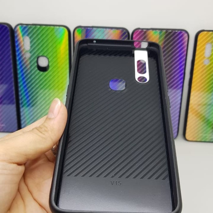 Glass Case Vivo V15 6.53inch UME PATTERN Vivo V15 Bumper Rainbow Glass