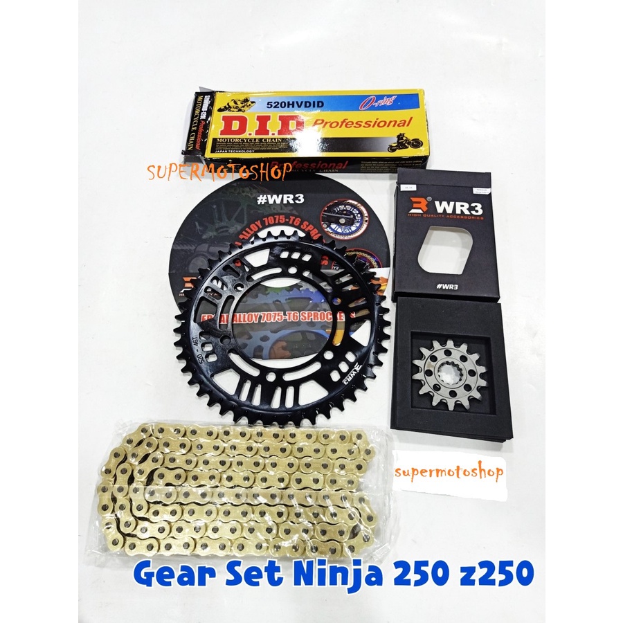 PAKET gear Set wr3 ninja 250 z250 fi rantai DID gir depan belakang WR3