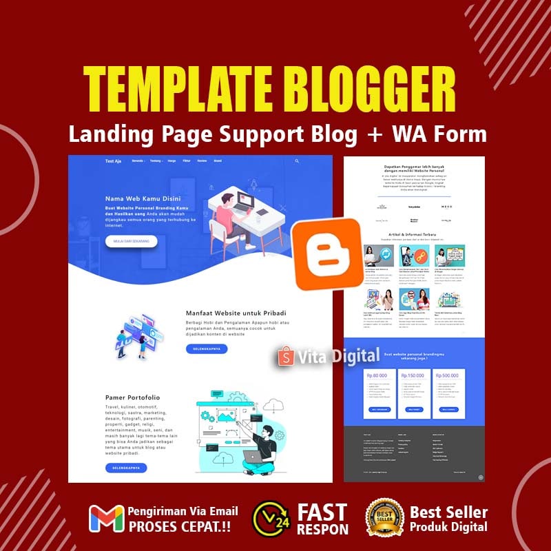 Blogger Template Portofolio Support Pricing Table dan Form WA