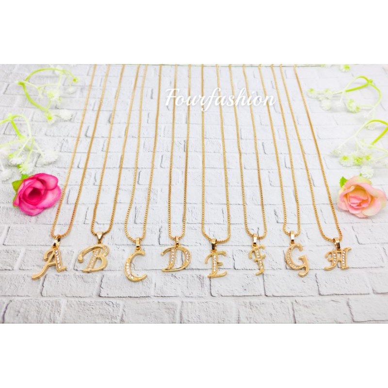 Fourfashion XD010 - Kalung Huruf Inisial Nama - Set Perhiasan Xuping Lapis Emas