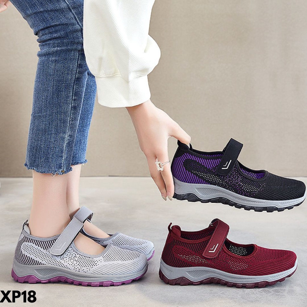 SEPATU SNEAKERS WANITA KEREN TRENDY NYAMAN DIPAKAI KASUAL KE OLAHRAGA BAHAN MESH BREATHABLE IMPORT P18