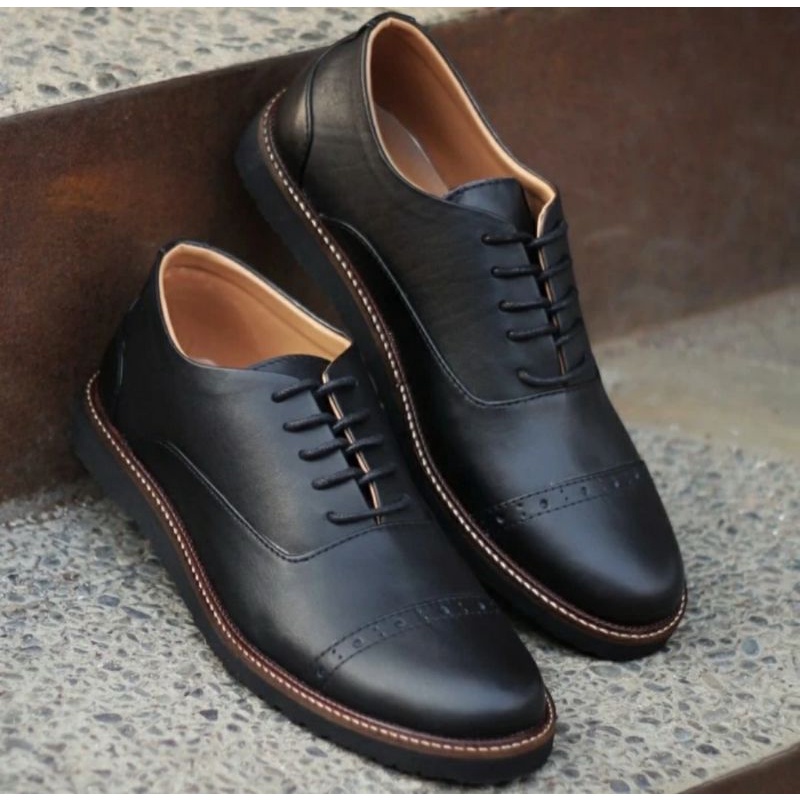 Sepatu Pantofel Barack Pria 10.XBlack Ukuran Besar 43-48 Oxford Cowok Ukuran IMPOR Hitam JUMBO Oversize Hitam Original