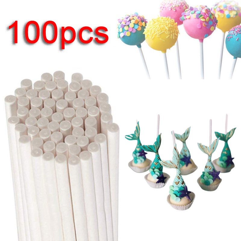 100 Pcs Cetakan Kue Lollipop Bahan Kertas Warna Putih Polos