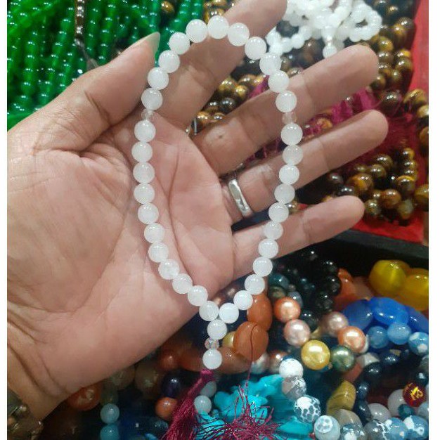 TASBIH BATU GIOK PUTIH 33 BUTIR