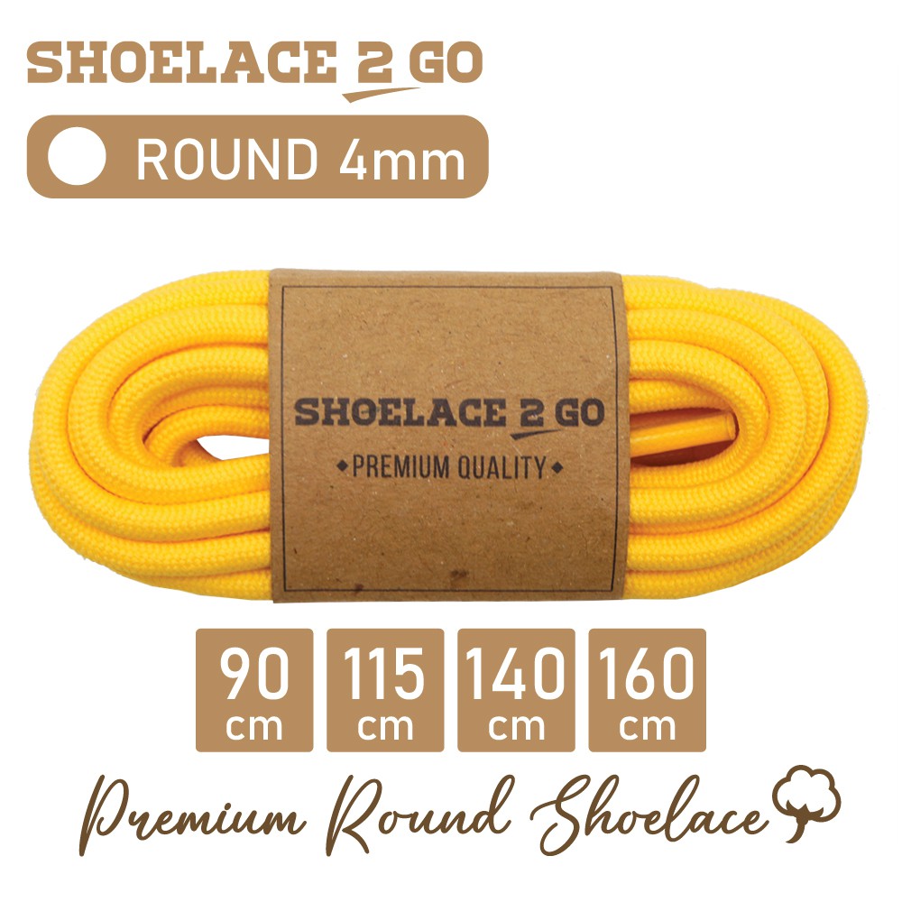 SHOELACE 2 GO TALI SEPATU BULAT ROUND - SR4 - H1 - YELLOW - 4MM - 90CM 115CM 140CM 160CM