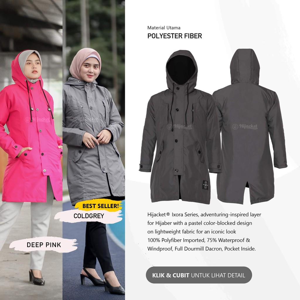 HIJACKET IXORA | HIJAKET JAKET PARKA WANITA HIJAB PANJANG MUSLIMAH SYAR'I