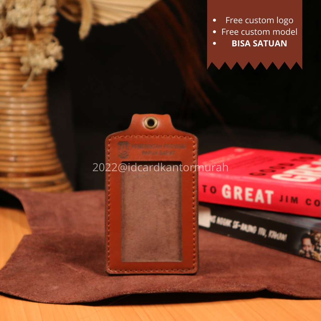 

ID Card Holder Kulit Aslli Murah Lanyard Nametag Holder