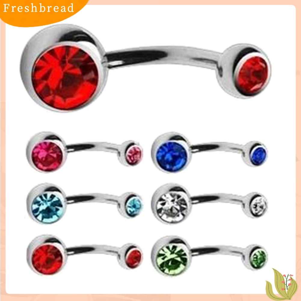 【Fresh】❀10Pcs Body Piercing Multicolored Rhinestone Belly Button Navel Ring Barbell