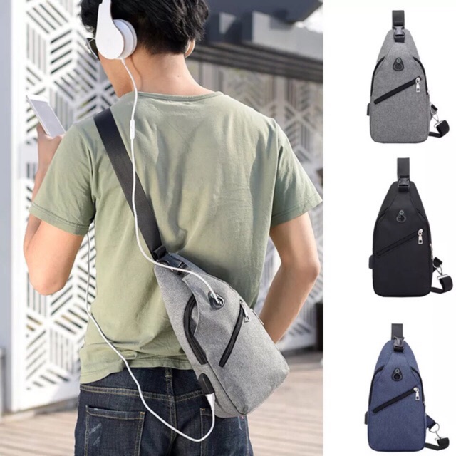 WYK34 SALE Tas Selempang Charge USB dan Earphone Intelligent Package Diskon TKM