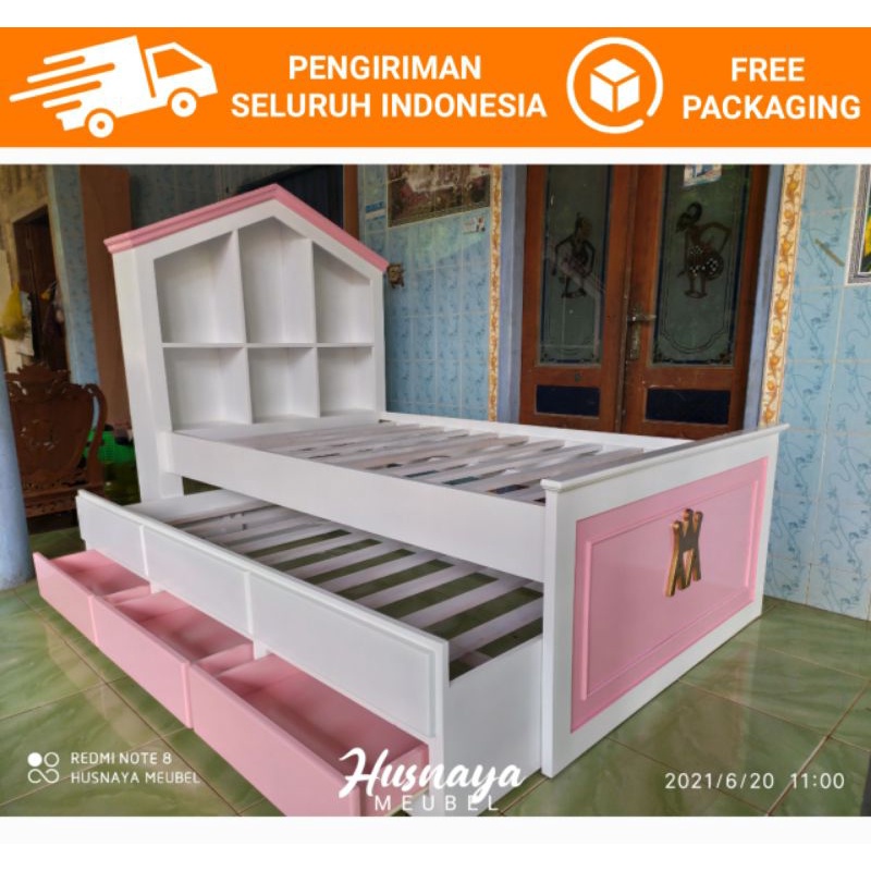 DIPAN ANAK SORONG DOBEL DIPAN ATAS BAWAH PAKAI LACI UK 120x200