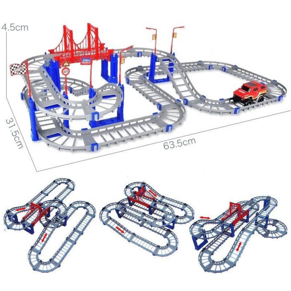 [FUNNY] 90Pcs Mainan Anak Edukasi Track Mobil / Mainan Jalur Kereta Api Bisa Bongkar Pasang / Mobil-Mobilan