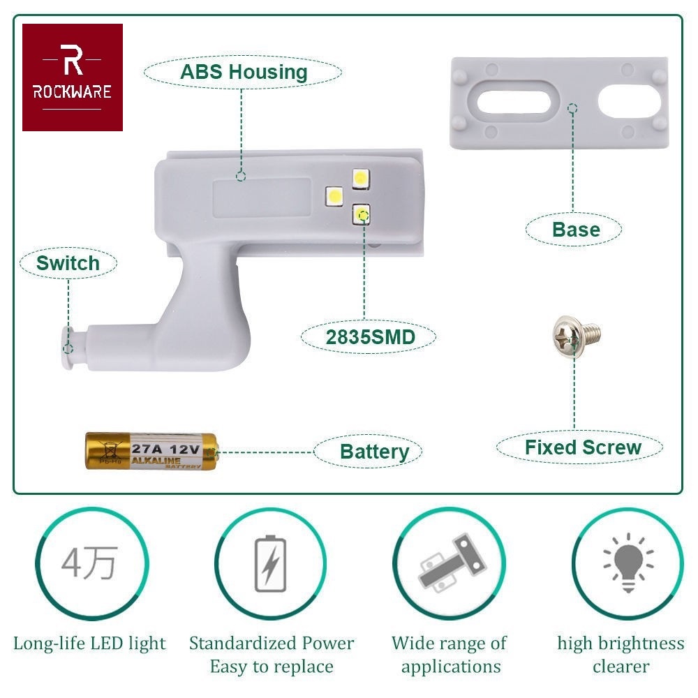 ROCKWARE LED Cabinet Hinge Light - Lampu Engsel LED Otomatis