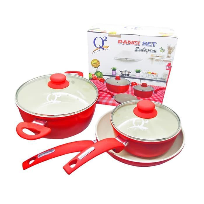 3pcs Set Panci Wajan Keramik Anti Lengket - Q2 8333