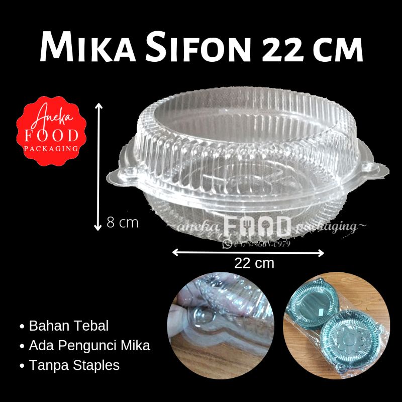 Mika chiffon 22cm/mika kue bulat bening sifon kancing