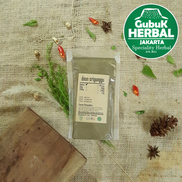 

DAUN SRIGUNGGU SENGGUGU BUBUK 1000 GRAM - Clerodendron Serratum - MURNI TANPA GULA - BUBUK HALUS