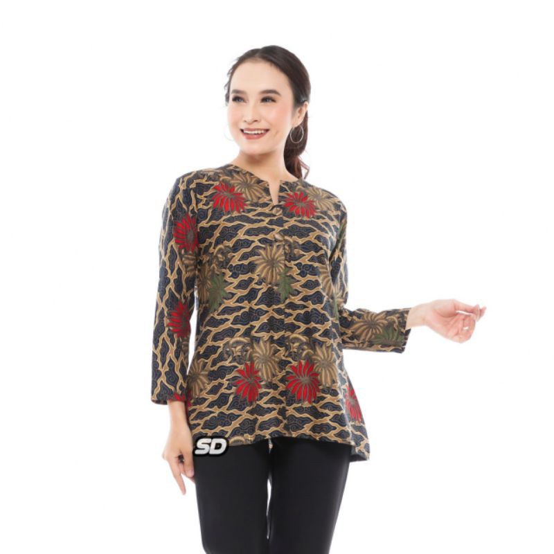 tey-17 Batik wanita ASJ SA HRB026 Kenongo Kemeja Tosca Pendek-15