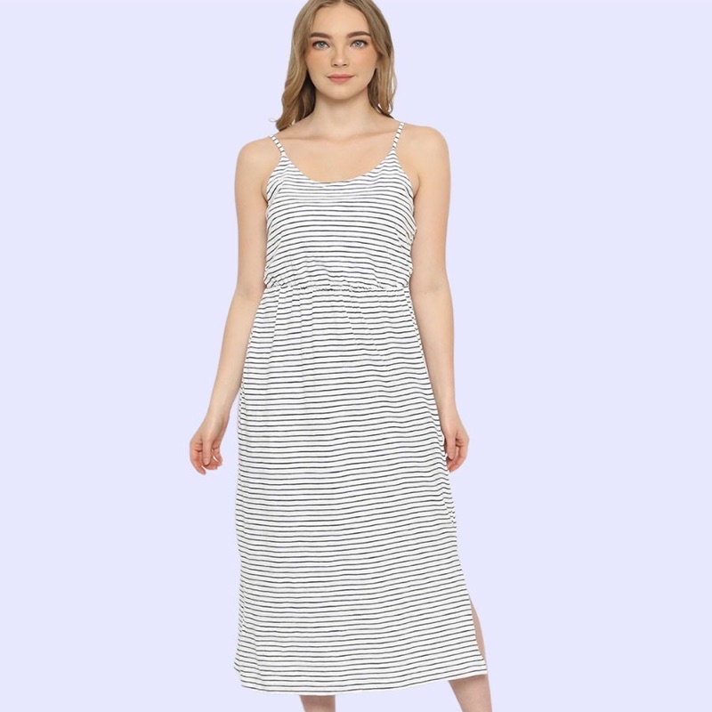 lovemecorner OLD NAVY CAMI TEE DRESS STRIPE DRESS WANITA SLEEVELESS MOTIF GARIS PINGGANG KARET