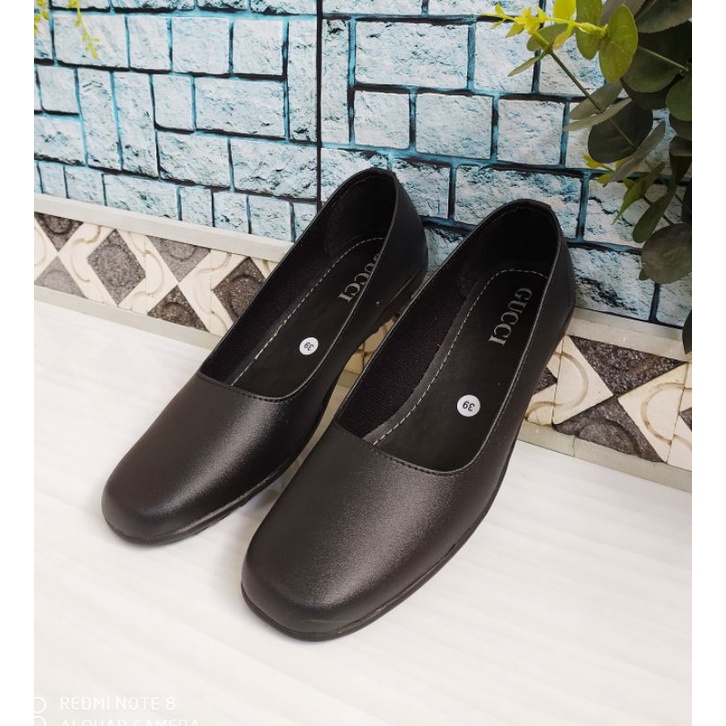 Sepatu Pantofel Wanita Flat Hitam Polos Formal Guru Sekolah Kantor Kerja size 36-41