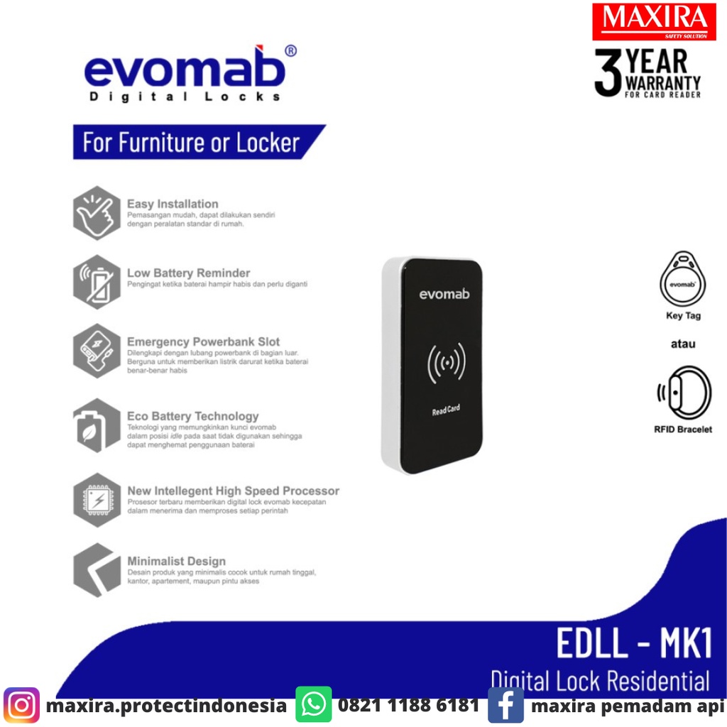 Evomab Kunci Pintu Locker Smart Home EDLL-MK1