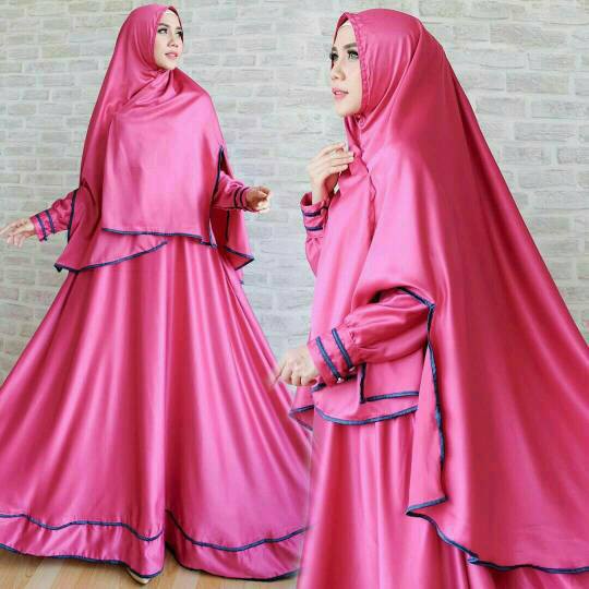 TERLARIS Sale set gamis satin fanta mewah baju lebaran umroh gamis basic busui