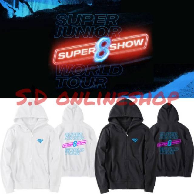 NEW.  !!!  Jaket hoodie resleting SUPER JUNIOR SUPER 8 SHOW world tour 13 varian warna