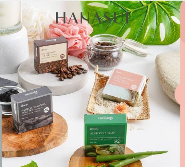 Hanasui Body Bar Soap | Coffee Soap | White Rice | Bamboo Charcoal | Aloe Vera 60g